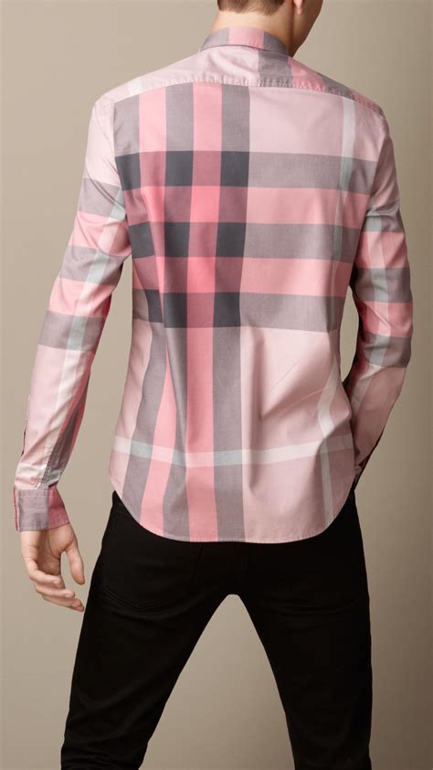 pink burberry men's shirt|pink burberry check shirt.